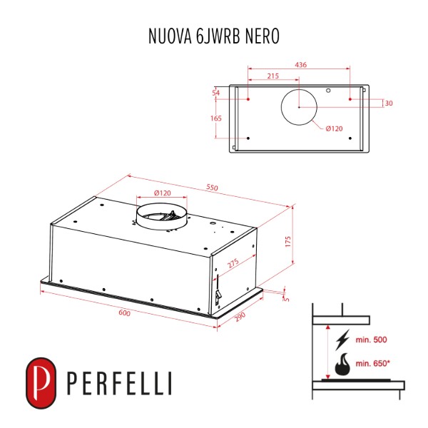 Фото - Вытяжка встраиваемая Perfelli NUOVA 6JWRB NERO